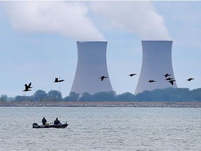 The Enrico Fermi Nuclear Generating Station is seen over Lake Erie across from Amherstburg, Ontario on May 26, 2017.
