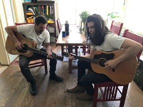 Jody and Billy Raffoul strum their guitars. Jody inspired Billy, who is living in Nashville and recording his debut album in Los Angeles. -COURTESY BILLY RAFFOUL