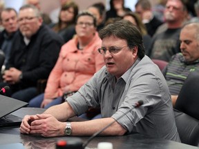 Mark Vander Voort, president of CUPE local 543, addresses city council at city hall in Windsor March 7, 2016.