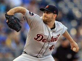 Detroit Tigers starting pitcher Matthew Boyd delivers to a Kansas City Royals batter during the first inning of a baseball game at Kauffman Stadium in Kansas City, Mo., Wednesday, May 31, 2017.