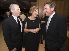 Honourees Bethe and Sheldon Jarcaig share a laugh with Bernie Smilovitz, sports director for WDIV-TV in Detroit, while at the Jewish National Fund of Windsor Negev Dinner at the Caboto Club, Tuesday, June 13, 2017.