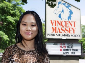 Amelia Ng, a graduating student at Vincent Massey Secondary School is shown June 26, 2017. She has been accepted to Cornell University, an Ivy League school in New York.