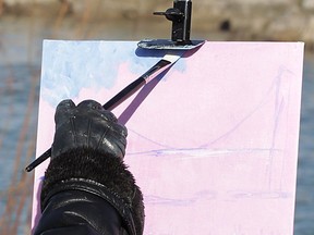 WINDSOR, ON. FEBRUARY 20, 2017. Elizabeth MacDonald of the Windsor and Essex County Plein Air Artists group paints in McKee Park in Windsor, ON. on Monday, February 20, 2017. (DAN JANISSE/The Windsor Star) CRUISER