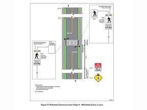 A diagram showing the new pedestrian crossover (PXO) being installed by the County of Essex on County Road 11 (Walker Road) between Highway 3 and South Talbot Road.