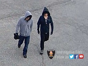 A security camera image of two males who police believe robbed the Provincial Pharmacy at 1400 Provincial Rd. in south Windsor on the morning of June 9, 2017.
