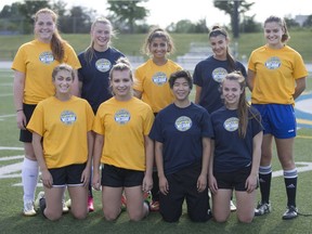 Soccer

WECSSAA Tier III girls' soccer first team all-star team, back row from left to right, Trinity Buchenauer, Kingsville, Allison Chopchik, Leamington, Dalia Farhat, Catholic Central, Jenna Fiala, General Amherst, Danica Kontic, Kennedy, and front row from left to right, Marlee LaSala, Cardinal Carter, Vanessa Pidutti, General Amherst, Kaylee Tamburo, Leamington, Katie Zuccato, Cardinal Carter are pictured Thursday, June 15, 2017.  (DAX MELMER/Windsor Star)
Dax Melmer, Windsor Star