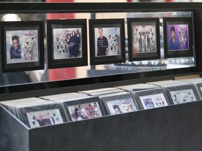 Entertainment memorabilia is on display at a kiosk at Devonshire Mall on June 8, 2017.