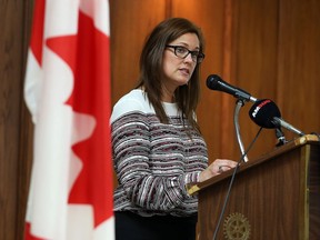 Susan Stockwell Andrews, president of the Essex Windsor Conservation Foundation, speaks during the Rotary Club meeting the at Caboto Club in Windsor on June 5, 2017.