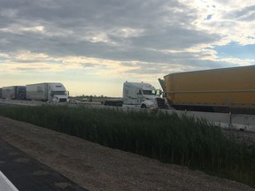 A collision involving five tractor trailers on eastbound Highway 401 at Merlin Road in Tilbury shut down the highway for about three hours on Friday July 28, 2017.