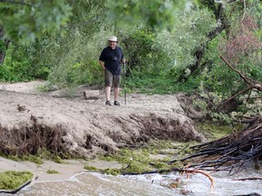 Holiday Beach Conservation Area visitor Dan Deslippe was "shocked" to see the damage as most of the beach as been washed away following storms and high lake levels July 13, 2017.