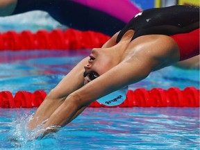 Kylie Jacqueline Masse of Canada competes during the Women's 100m Backstroke Semi-finals on day eleven of the Budapest 2017 FINA World Championships on July 24, 2017 in Budapest, Hungary.