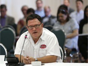 Joe Ciaravino speaks during a consultation session in Windsor on the province's proposed Bill 148 (the Fair Workplaces, Better Jobs Act). Ciaravino, owner of Antonino's Original Pizza, said he felt the province was moving too fast on raising the minimum wage but that it would not result in layoffs.