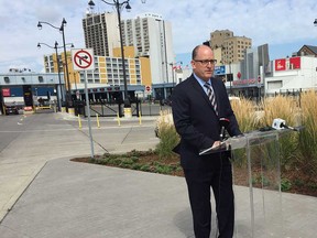 Windsor Mayor Drew Dilkens announces a new autonomous vehicle initiative at the Windsor-Detroit Tunnel on July 28, 2017.