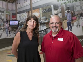 Karen Niforos, left, marketing director for Devonshire Mall, and Chris Savard, general manager for Devonshire Mall, are pictured where the new food court will be located, Thursday, July 20, 2017.