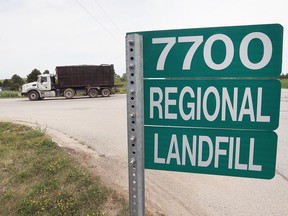 A dump truck enters the Essex-Windsor Regional Landfill in Essex on Wednesday, July 26, 2017.