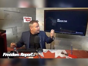 Kevin J. Johnston, the Mississauga blogger behind the website FreedomReport.ca, gestures at a Windsor Star video in a rant he published on July 4, 2017.
