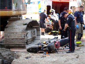Windsor Police, Windsor Fire Service, and Essex-Windsor EMS Paramedics were dispatched to the corner of Peter St. and Watkins St. in west Windsor on July 1, 2017, after a motorcycle was involved in an accident.