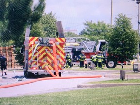 Windsor fire crews respond to a fire July 1, 2017, at PM Plastics at 2900 St. Etienne Blvd. in Windsor.