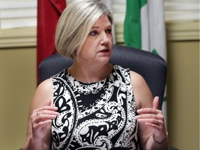 Ontario NDP leader Andrea Horwath speaks in Windsor, July 6, 2017, on the state of long-term healthcare facilities in Ontario.