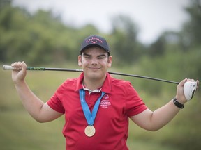 Special Olympian, Kyle Spearing, who just became the North American golf champion in his division, is pictured at Sutton Creek Gold Club, Tuesday, July 11, 2017.