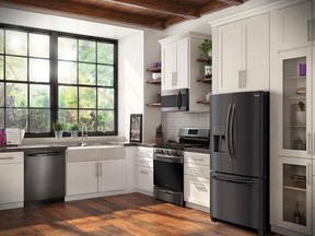 This undated photo provided by Frigidaire shows their new Frigidaire Gallery Smudge-Proof Black Stainless Steel Collection of appliances. Frigidaire offers a suite of appliances in black stainless steel. (Frigidaire via AP)