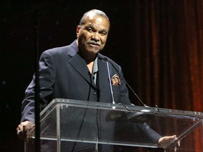 Actor Billy Dee Williams speaking at the Dolby Theatre in Hollywood, California, in 2015.