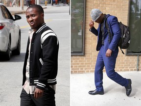 Kevin Mantley Nyadu (left) and Shadrack Kwame Amankwa leave Superior Court in Windsor on Aug. 24, 2017, after being acquitted in the 2014 shooting of a nightclub bouncer.