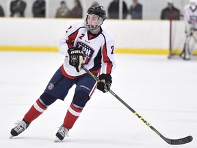 The Windsor Spitfires acquired the rights to defenceman Hunter Carrick, seen playing for TPH Thunder. at the OHL Cup, from the Ottawa 67's on Friday. Photo by Aaron Bell/OHL Images