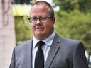 Andrew Cowan, 47, leaves the Superior Court of Justice in Windsor, ON. on Tuesday, August 1, 2017. He pleaded not guilty  to first-degree murder in connection with an incident that took place in October, 2012. 