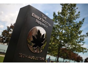 A monument to the Essex Scottish Regiment is pictured in  Dieppe Park