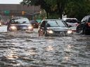 Dominion Boulevard looks more like a river to motorists trying to navigate it in Windsor's south end on Aug. 29, 2017.