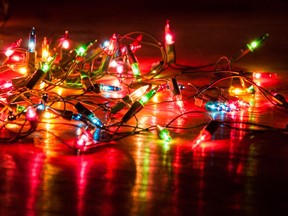 Christmas lights on the floor.