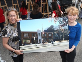 Ontario court Justice Micheline Rawlins and Amanda Gellman during the August 5, 2017, design unveiling for the future Media Arts Centre in downtown Windsor.