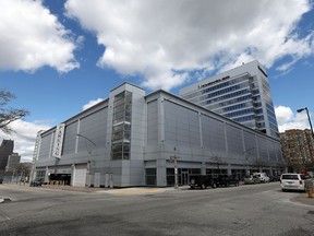 The parking garage attached to One Riverside Drive West, formerly known as the Canderel building, is seen on April 12, 2016.
