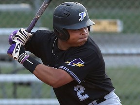 Third baseman Ryley Vernon and his Tecumseh Thunder teammates hope to stay hot at the plate in London where the club will represent Ontario at the Baseball Canada midget championship, which starts on Thursday. (JASON KRYK/Windsor Star)