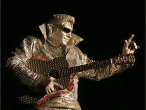 Silver Elvis performs during the 2017 LiUNA 625 Walkerville Buskerfest sneak peek showcase held at the Walkerville Theatre in Windsor, Ontario on August 10, 2017.