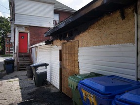The aftermath of the intentionally set fire at a garage at 430 Wyandotte St. West in Windsor on Sept. 2, 2017.