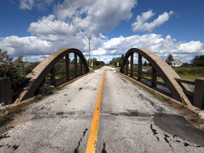 The bow-string arch type bridge on Concession 2 near River Canard, Ontario is slated for demolition.