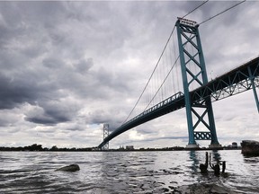 The Ambassador Bridge, shown on Sept. 6, 2017, from Windsor, has received federal cabinet approval in Canada to build a new span between Windsor and Detroit.