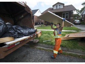 Flood

WINDSOR, ONT:. SEPT. 13, 2017 -- Anita Salamone, a driver/loader with Miller Waste Systems out of Toronto, loads flood refuse into a garbage truck on Arthur Rd., Wednesday, Sept. 13, 2017.  (DAX MELMER/Windsor Star)
Dax Melmer, Windsor Star