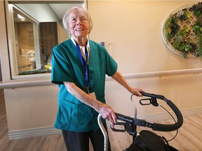 Lorraine Munroe, 93, is legally blind and has a walker but didn't let that stop her from becoming a volunteer at The Hospice Erie Shores Campus in Leamington. She is shown on Sept. 5, 2017 at the facility.
