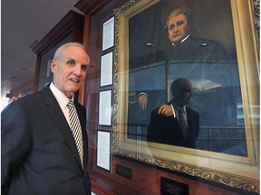 Ontario court Justice Douglas Phillips, shown on Sept. 29, 2017, has recovered the portrait of Windsor's first magistrate, Francois Caron. The long-lost portrait is on display on the sixth floor of the Windsor Ontario Court of Justice.