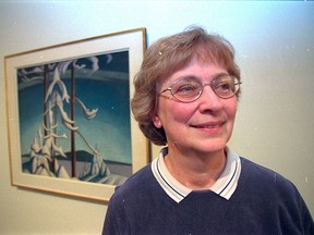 Lois Smedick, then-board president of the Art Gallery of Windsor, shown in front of a Lawren Harris painting on Jan. 16, 2001, shortly before the opening of the new $24-million downtown facility.