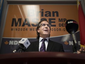 Brian Masse, MP for Windsor-West, holds a press conference Friday, Sept. 8, 2017, at his constituency office to question the Trudeau government's authorization of the second span of the Ambassador Bridge.
