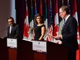 Mexico's Secretary of Economy Ildefonso Guajardo Villarreal, left, Canada's Foreign Affairs Minister Chrystia Freeland and United States trade representative Robert Lighthizer attend a news conference on the NAFTA negotiations in Ottawa on Sept. 27, 2017.