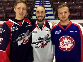 The Windsor Spitfires signed, from left, camp invites Igor Larionov, Joseph Mizzi and Jakes Smith. Photo courtesy of Windsor Spitfires
handout-Windsor Star