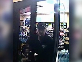 A security camera image of a man suspected of stealing from a vehicle in Amherstburg sometime overnight between Sept. 5 and 6, 2017.