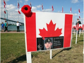 Cpl. Andrew Grenon was remembered along with dozens of other service men and women during the Flags of Remembrance ceremony at Assumption Park on Oct. 7, 2017.