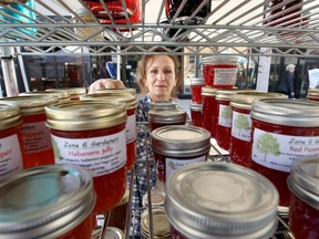 Grace Lasorda of Zone 6 Gardeners had hundreds of jams and jellies for sale at Downtown Farmers' Market on Pelissier Street on Oct. 7, 2017. It was the last market day of the season.