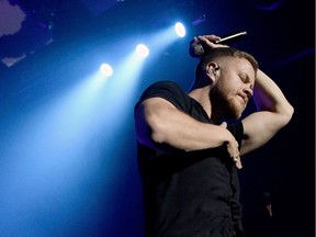 Frontman Dan Reynolds of Imagine Dragons performs during a stop of the band's Evolve World Tour at T-Mobile Arena on September 29, 2017 in Las Vegas, Nevada.